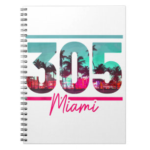 Miami 305 Vorwahl Florida Vintage Palmen Stolz Notizblock