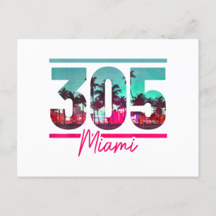 Miami 305 Vorwahl Florida Vintage Palmen Stolz Postkarte