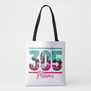Miami 305 Vorwahl Florida Vintage Palmen Stolz Tasche