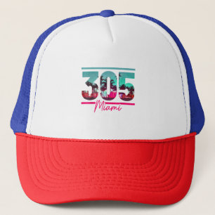 Miami 305 Vorwahl Florida Vintage Palmen Stolz Truckerkappe