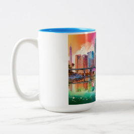 Miami Abstrakt Art Skyline Zweifarbige Tasse