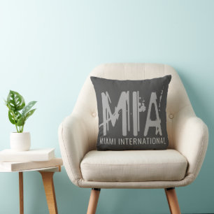 Miami Airport Grunge Typografie Dark Gray Kissen
