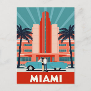 Miami Art Deco South Beach Retro-Auto Postkarte