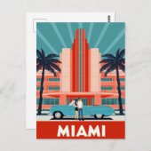 Miami Art Deco South Beach Retro Car Postkarte (Vorne/Hinten)