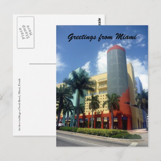 Miami Art Deko Postkarte (Vorne/Hinten)