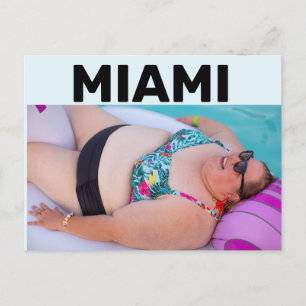 MIAMI BBW BIG BIG BIKINI MIRL AM STRAND Postkarte