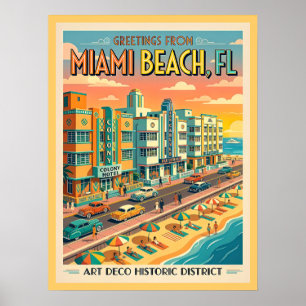 Miami Beach Art Deco District im Vintage-Stil Poster