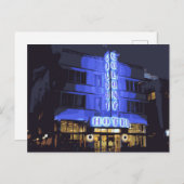 Miami Beach Art Deco Hotel bei Nacht Postkarte (Vorne/Hinten)
