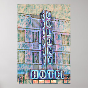 Miami Beach Art Deco Hotel Gemälde 3 Poster