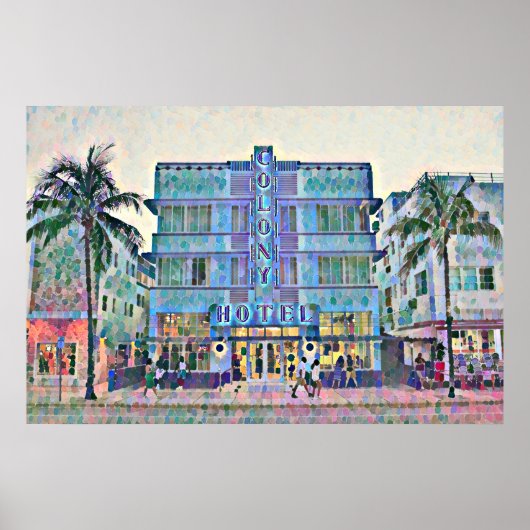 Miami Beach Art Deco Hotel Malerei 2 Poster (Vorne)