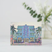 Miami Beach Art Deco Hotel Malerei 2 Postkarte (Stehend Vorderseite)