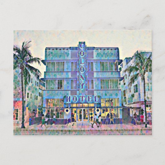 Miami Beach Art Deco Hotel Malerei 2 Postkarte (Vorderseite)