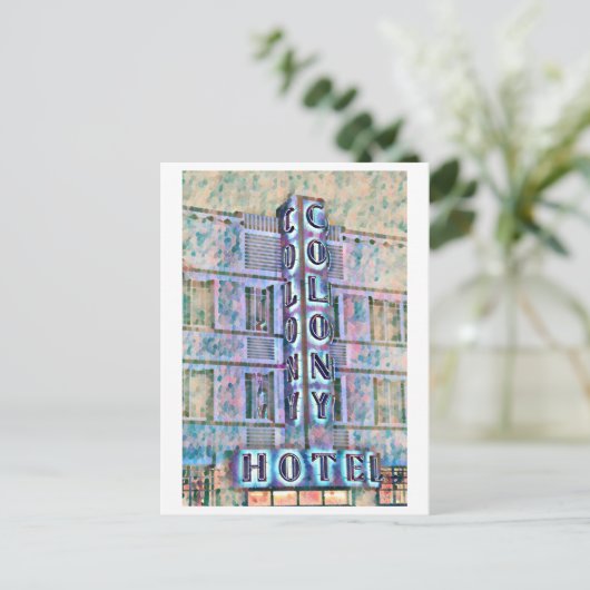 Miami Beach Art Deco Hotel Malerei 3 Postkarte (Stehend Vorderseite)