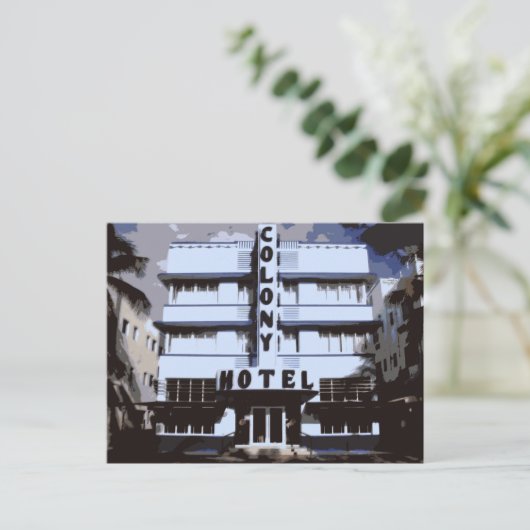 Miami Beach Art Deco Hotels am Morgen Postkarte (Stehend Vorderseite)