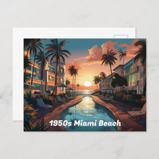 Miami Beach Art Deko Hotel in den 50er Jahren bei  Feiertagspostkarte