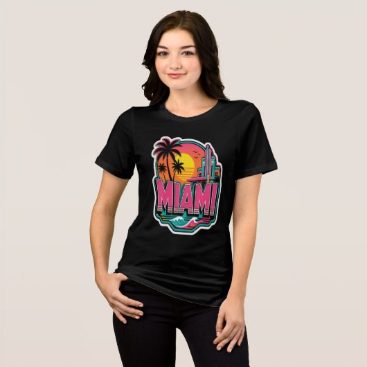 Miami Beach Babe Mädchen-Shirt Tri-Blend Shirt (Vorderseite voll)