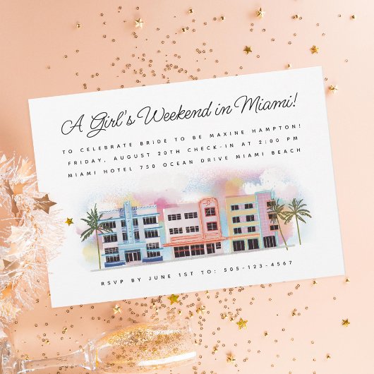 Miami Beach Bachelorette Weekend Einladung