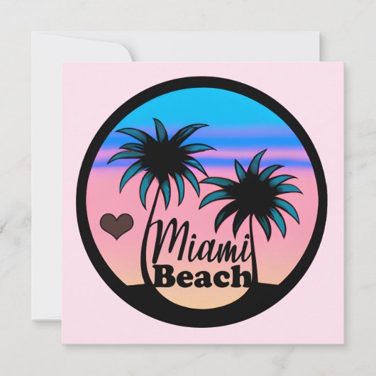 Miami Beach Blue und Pink Palm Trees Einladung (Vorderseite)