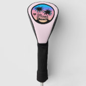 Miami Beach Blue und Pink Palm Trees Golf Headcover (Vorderseite)