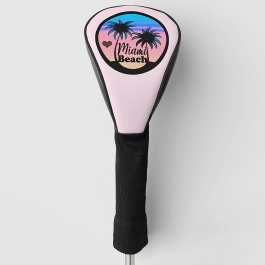 Miami Beach Blue und Pink Palm Trees Golf Headcover (Vorderseite)