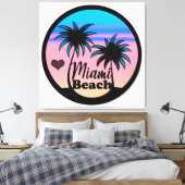 Miami Beach Blue und Pink Palm Trees Leinwanddruck (Insitu (Schlafzimmer))