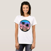 Miami Beach Blue und Pink Palm Trees T-Shirt (Vorne ganz)