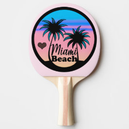 Miami Beach Blue und Pink Palm Trees Tischtennis Schläger