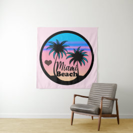 Miami Beach Blue und Pink Palm Trees Wandteppich