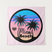 Miami Beach Blue und Pink Palm Trees Wandteppich (Vorderseite)