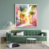 Miami Beach | Bright Colorful Watercolor Painting Poster