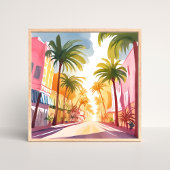 Miami Beach | Bright Colorful Watercolor Painting Poster