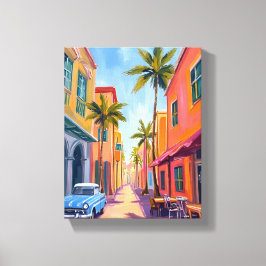 Miami Beach Buntes Straßenszene Leinwanddruck