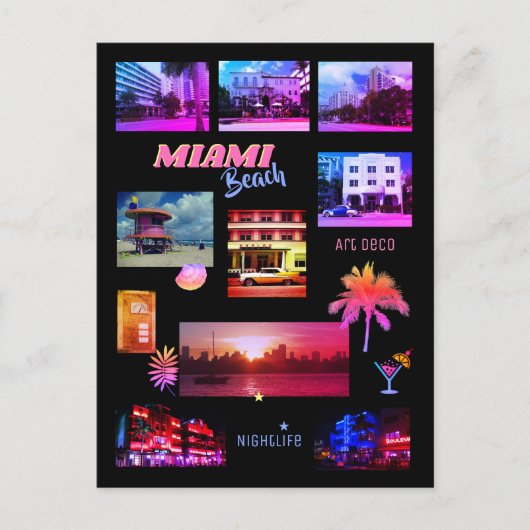 Miami Beach Collage Postkarte (Vorderseite)