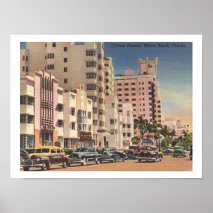 Miami Beach, Collins Ave der 40er Jahre Vintag Ins Poster