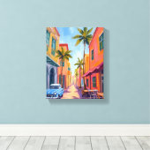 Miami Beach Colorful Street Scene Leinwanddruck (Insitu (Holzboden))