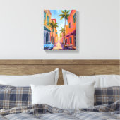 Miami Beach Colorful Street Scene Leinwanddruck (Insitu (Schlafzimmer))