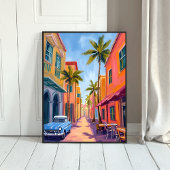 Miami Beach Colorful Street Scene Poster