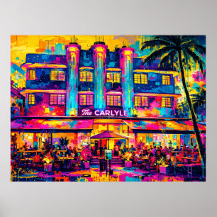 Miami Beach Das Carlyle Hotel bei Nacht Poster