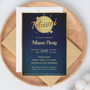 Miami Beach Disco Ball Party Event Einladung