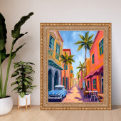Miami Beach farbenfrohe Straßenszene Poster