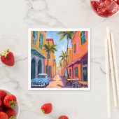 Miami Beach Farbige Straßenszene Serviette (Beispiel)