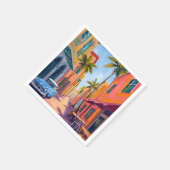 Miami Beach Farbige Straßenszene Serviette (Ecke)