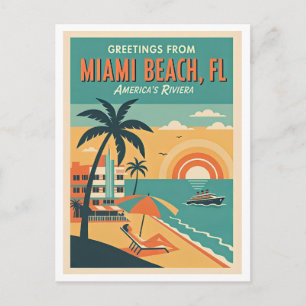 MIAMI BEACH FL Retro-Reiseziel Postkarte