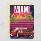 Miami Beach, Florida 80er Vintage Reiseplakat Einladung (Vorne/Hinten)
