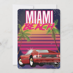 Miami Beach, Florida 80er Vintage Reiseplakat Einladung