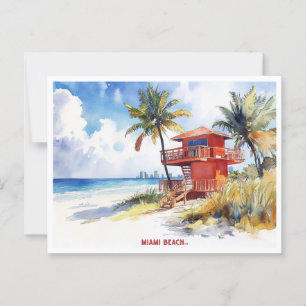 Miami Beach, Florida Aquarellmalerei auf Postkarte