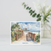 Miami Beach, Florida Aquarellmalerei auf Postkarte (Stehend Vorderseite)