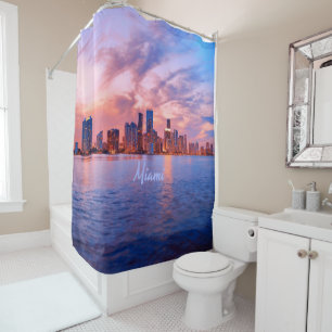 Miami Beach Florida City Skyline Duschvorhang