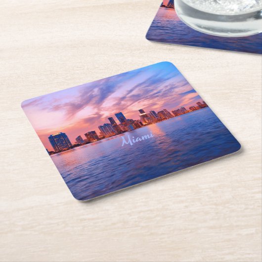 Miami Beach Florida City Skyline Rechteckiger Pappuntersetzer (angewinkelt)