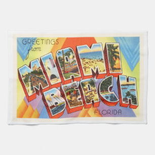 Miami Beach Florida FL Old Vintage Travel Souvenir Küchentuch